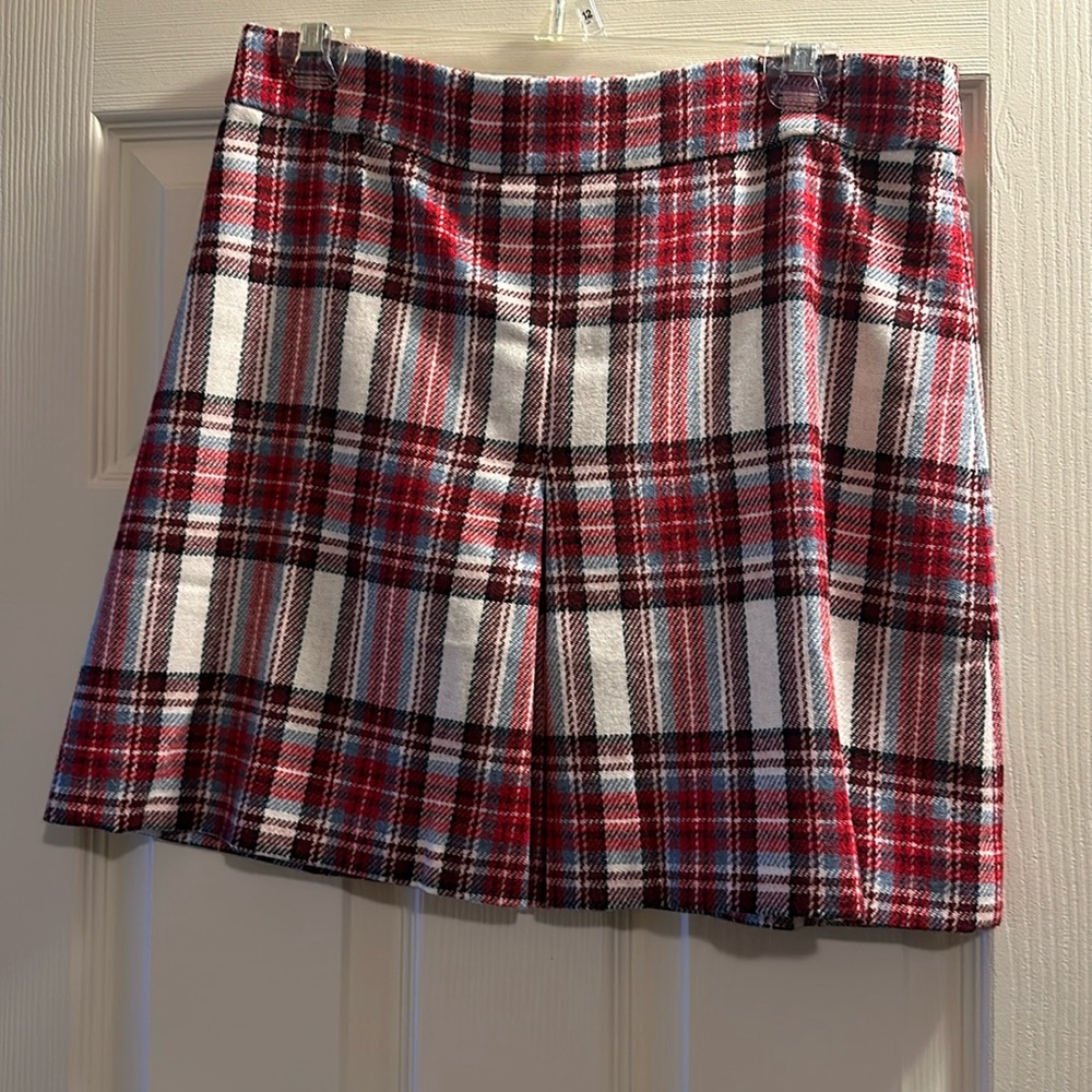 J. Crew Red White and Black Plaid Mini Skirt